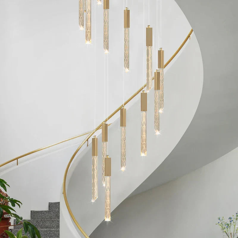 Spiral LED Crystal Chandelier by Maison Ornate, featuring cascading crystals and sleek modern design.