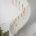 Spiral LED Crystal Chandelier by Maison Ornate, featuring cascading crystals and sleek modern design.
