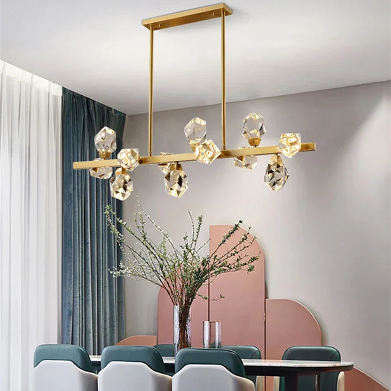 Maison Ornate Nordic Crystal LED Indoor Hanging Light, a modern, dimmable chandelier with elegant crystal accents.