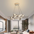 Maison Ornate Modern Crystal Hallway Chandelier with metal suspension and integrated LED lighting.