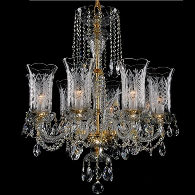 Baroque Crystal Chandelier with Spiral Lighting for Halls