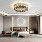 Maison Ornate Elegant Modern Crystal Bedroom Chandelier with LED, luxury design, sparkling accents.