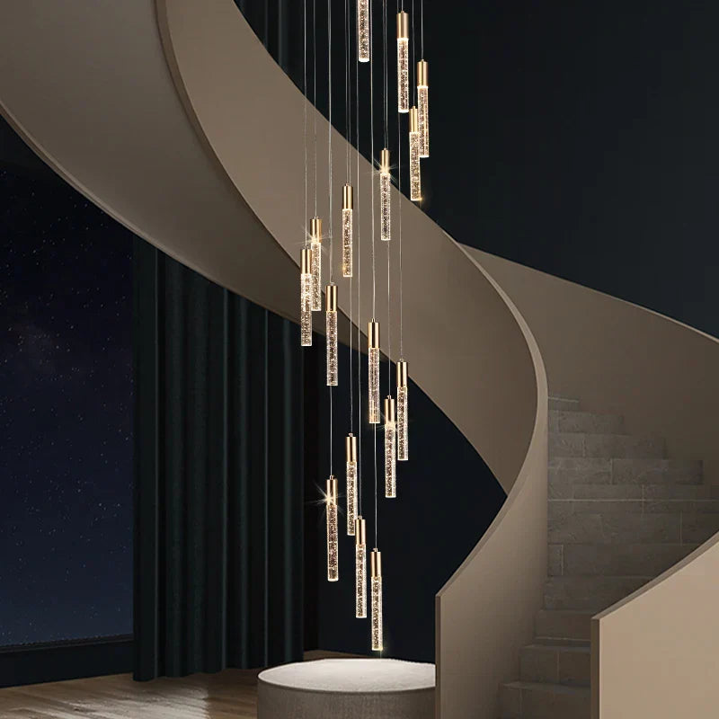 Elegant Cylindrical Crystal Hanging Light