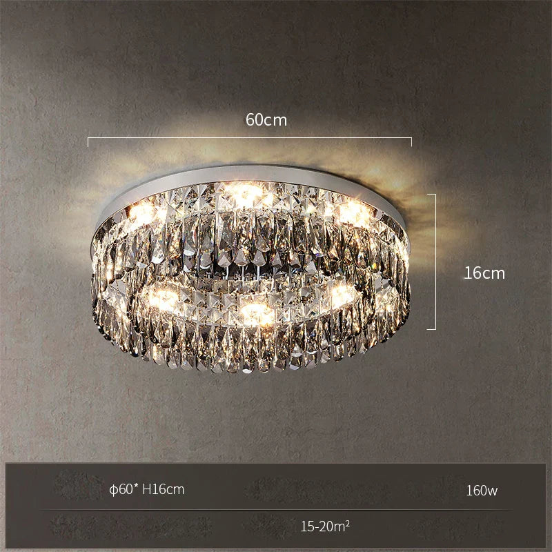 Rectangular LED crystal chandelier with chrome base, 60x16cm, 160W—sleek and modern lighting fixture.
