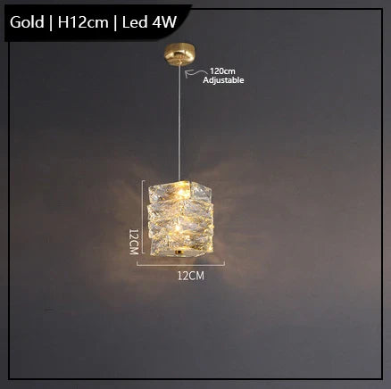 Maison Ornate K9 Crystal Chandelier with 12cm crystal cube shade and adjustable 120cm cord.