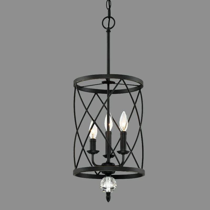 Three-Head Industrial Vintage Crystal Chandelier