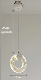Maison Ornate Nordic LED crystal chandelier with 20cm ring, 200cm cord, and 10cm ceiling mount.