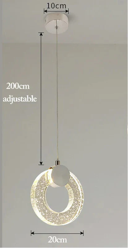 Maison Ornate Nordic LED crystal chandelier with 20cm ring, 200cm cord, and 10cm ceiling mount.
