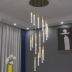 Elegant Cylindrical Crystal Hanging Light