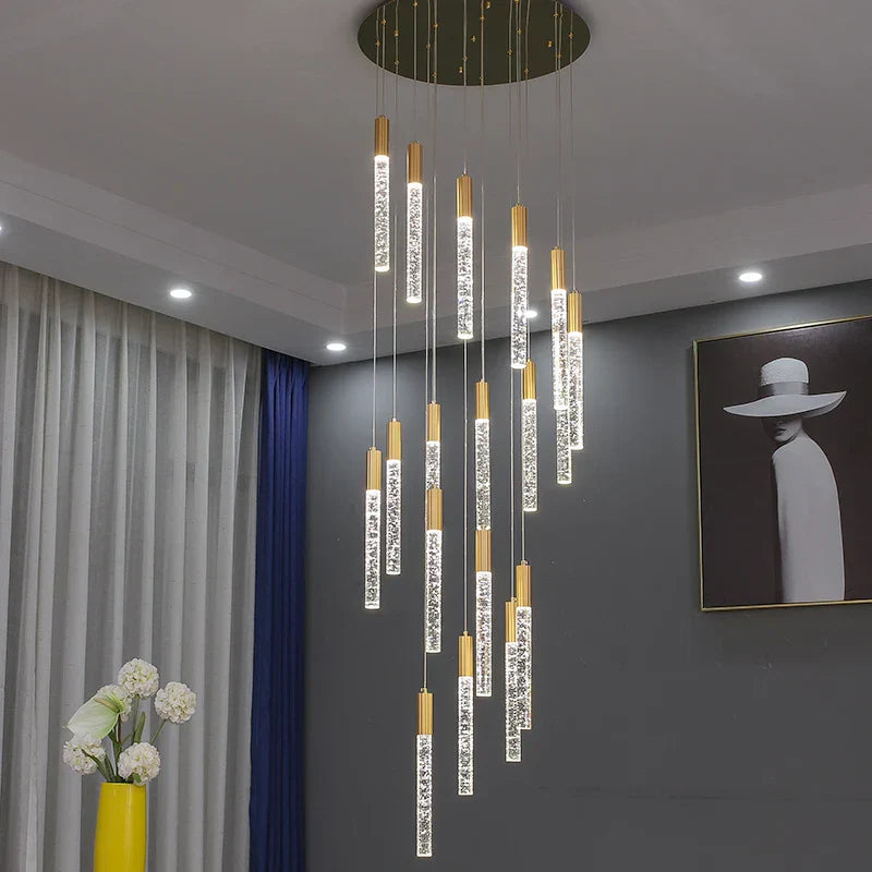 Elegant Cylindrical Crystal Hanging Light