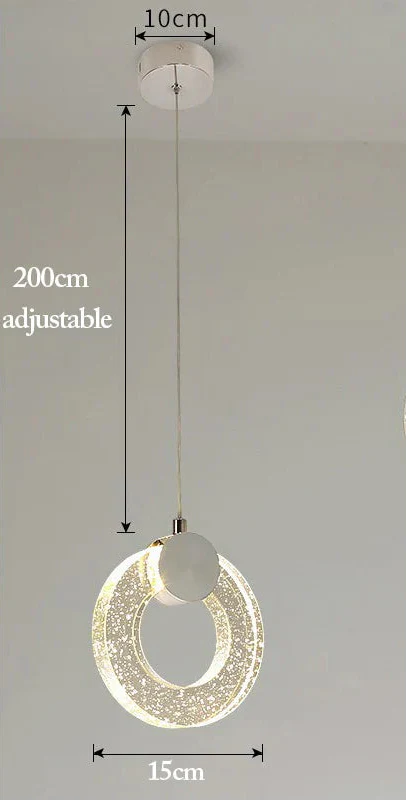 Maison Ornate Nordic LED Crystal Chandelier with two 15 cm rings, 10 cm mount, 200 cm cord.
