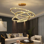 Maison Ornate Industrial Crystal Chandelier with Modern Gold Pendants, elegant and contemporary lighting fixture.