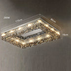 Modern crystal chandelier with dual layers, bright LEDs, gray mount; elegant design, 110x80x16cm.