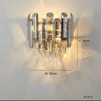 Maison Ornate K9 Crystal Chandelier with vertical rods, crystal pendants; dimmable, 34x23cm, three E14 bulbs.