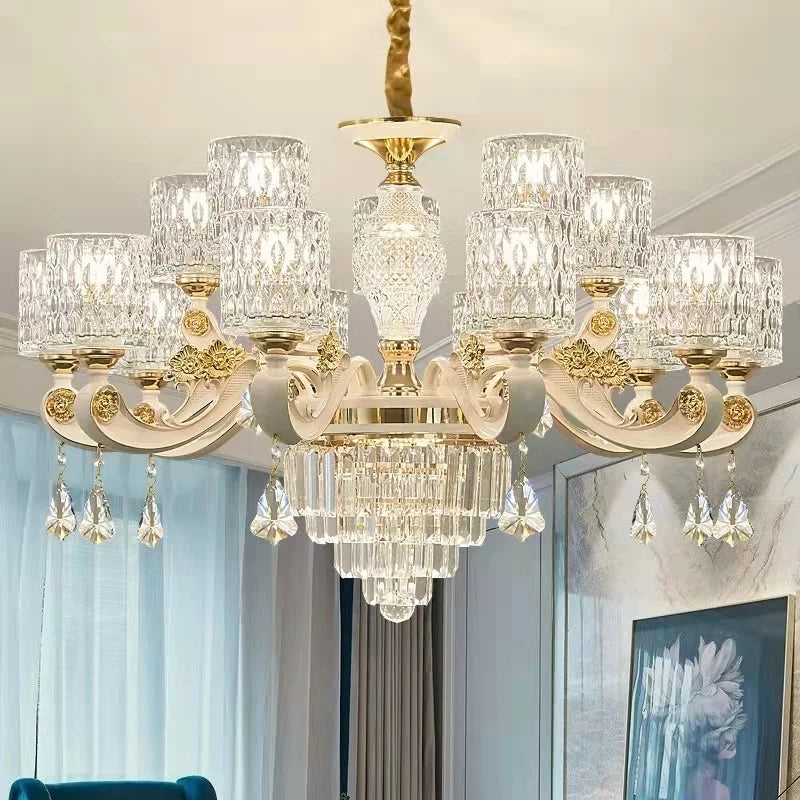 Lustre Baroque en Cristal Design Moderne Élégant en Verre