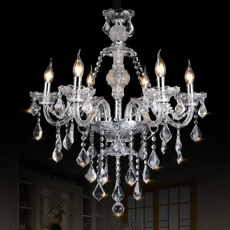 European Crystal Chandelier with Tassels for Living Room Bedroom