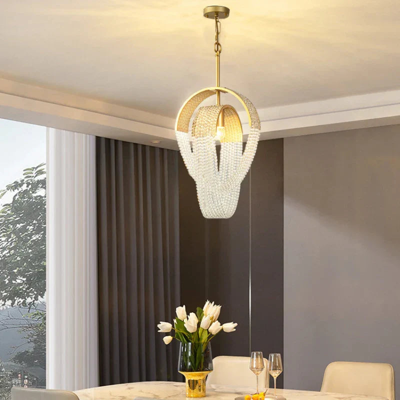 The Maison Ornate Modern Crystal Spiral Luxury Ceiling Light features elegant crystal spirals and contemporary design.