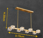 Maison Ornate Modern Crystal Chandelier with six cube LED lights, gold finish, adjustable design.
