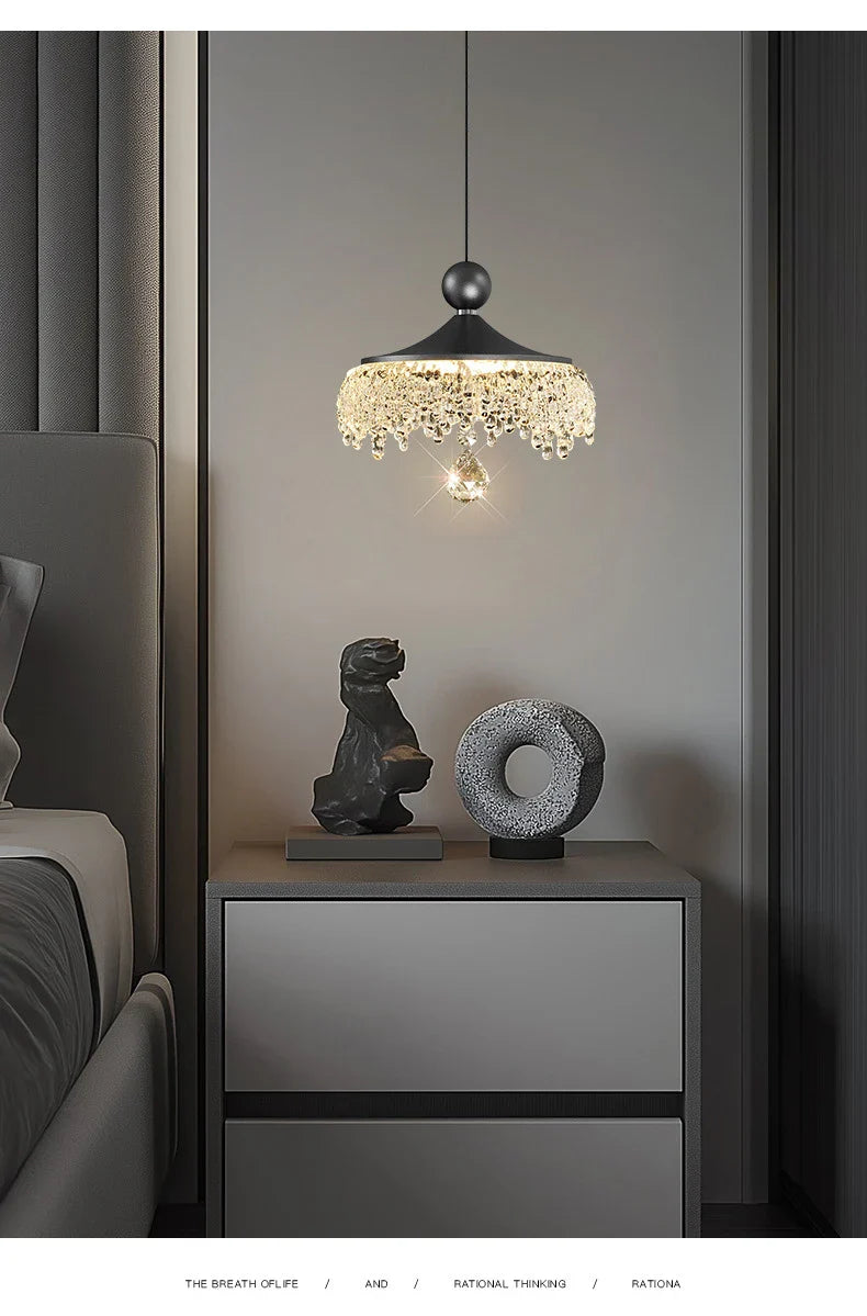 Maison Ornate French Medieval Style Crystal Teardrop Chandelier, showcased with soft, elegant crystal lighting.