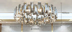 Modern Crystal LED chandelier with vertical glass prisms, multiple LEDs, 100 cm diameter, elegant and contemporary design.