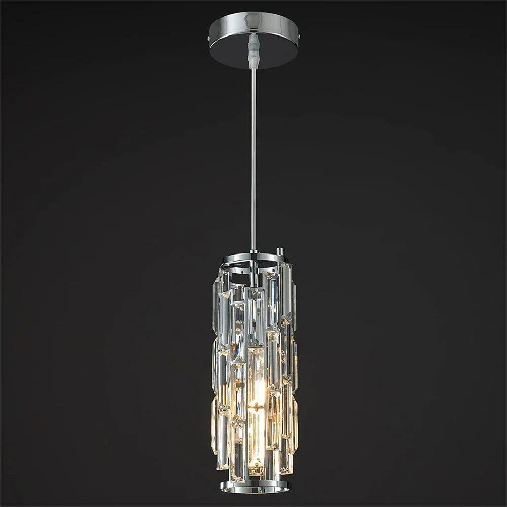 Black chrome Maison Ornate adjustable chandelier with sparkling crystal-like glass accents, modern design.