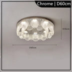 Postmodern Crystal Chandelier by Maison Ornate, chrome finish, layered textured glass, 60x16 cm.