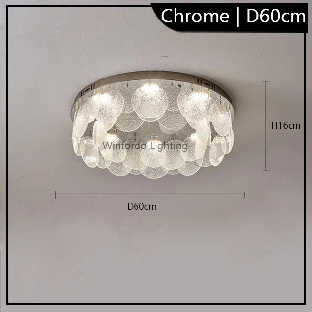 Postmodern Crystal Chandelier by Maison Ornate, chrome finish, layered textured glass, 60x16 cm.