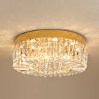 Maison Ornate Modern Gold Crystal Chandelier with LED lighting and prisms for warm, sparkling illumination.