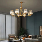 Art Deco Crystal Chandelier with Copper