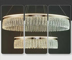 Two Maison Ornate Modern Crystal Ball Chandeliers feature luxury rings and a staggered, layered design.