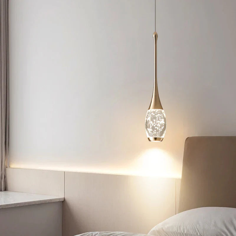 Maison Ornate Single Head Luxury Crystal Pendant Light with gold base and sparkling glass shade.