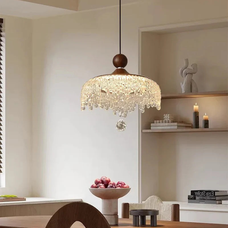 Maison Ornate French Medieval Style Crystal Teardrop Chandelier with intricate detailing and sparkling crystals.