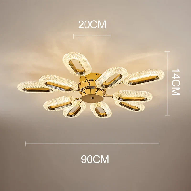 Nine-light Maison Ornate crystal floral chandelier, oval LEDs in circular arrangement, 90 cm wide.