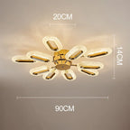 Nine-light Maison Ornate crystal floral chandelier, oval LEDs in circular arrangement, 90 cm wide.