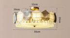 Gold and shell-panel French modern chandelier with LED lighting, 50x23 cm, elegant design.