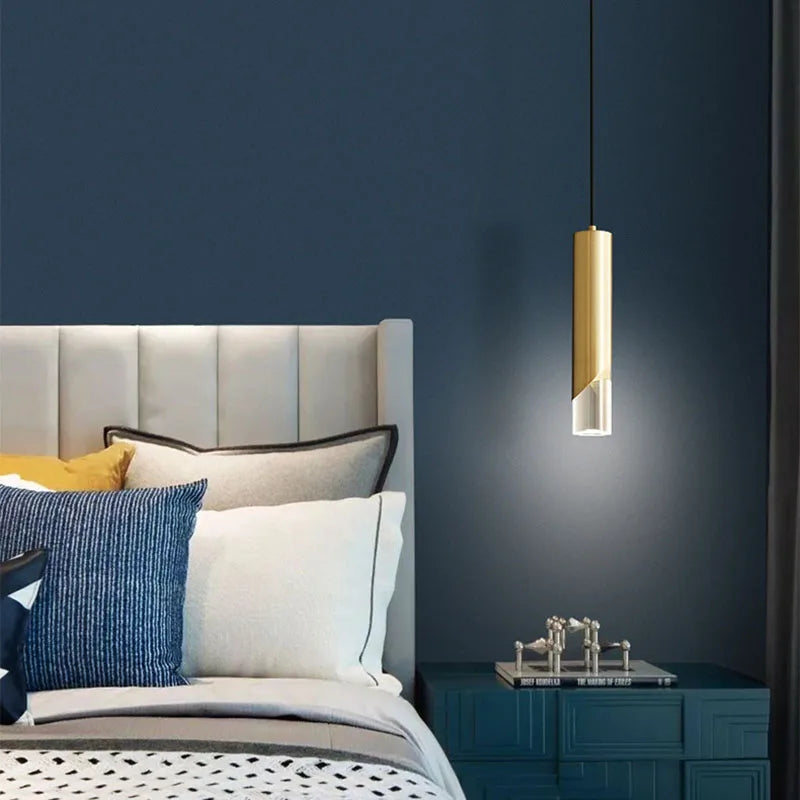 Maison Ornate Crystal LED Chandelier, cylinder iron shape with gold and glass accents.
