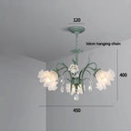 Art Deco Crystal Chandelier with Pastoral Glass Flowers