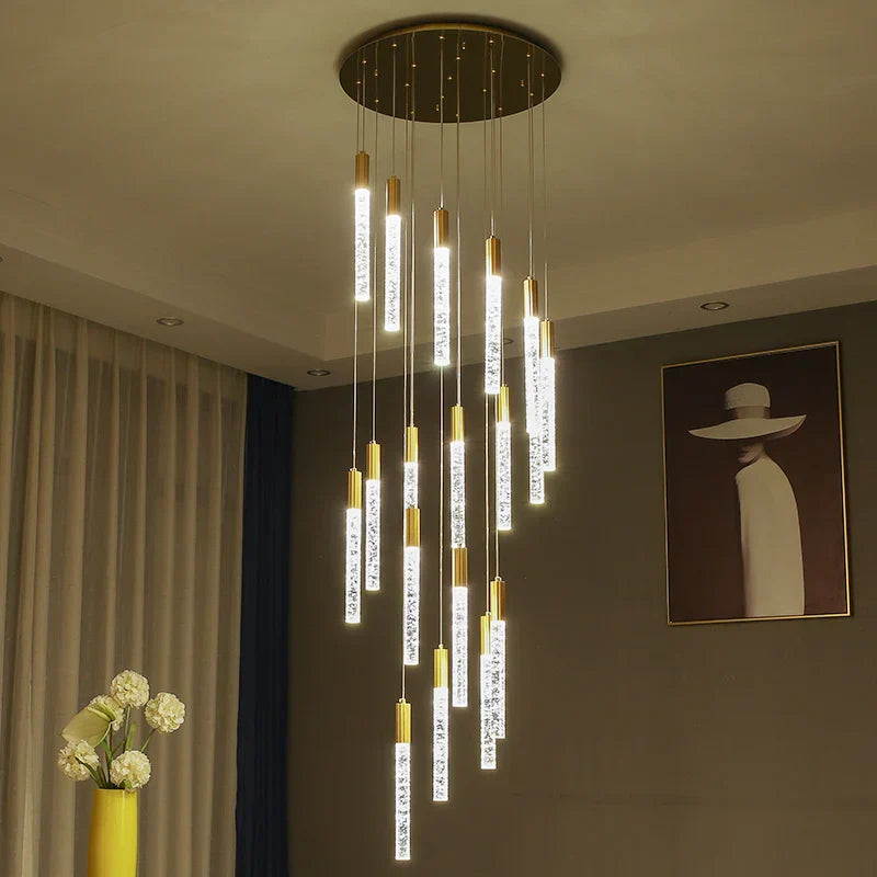 Elegant Cylindrical Crystal Hanging Light