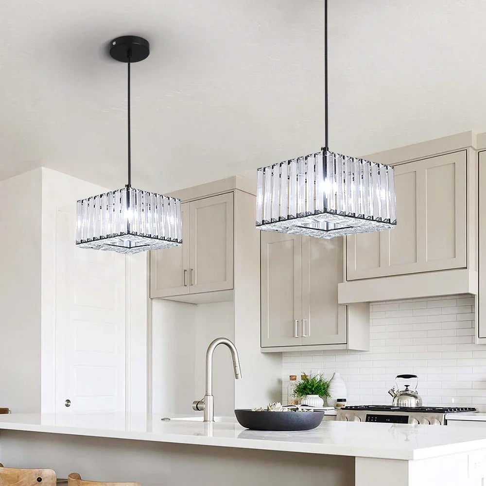 Pair of Maison Ornate Elegant Art Deco crystal chandeliers with adjustable lights, modern and luxurious design.