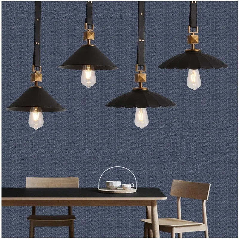 Four Maison Ornate Crystal Ball Chandeliers with modern glass leather suspension, sleek and luxurious design.