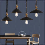 Four Maison Ornate Crystal Ball Chandeliers with modern glass leather suspension, sleek and luxurious design.