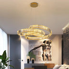 Maison Ornate Nordic Minimalist LED Crystal Industrial Chandelier with striking, sculptural crystal design.