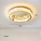 Maison Ornate dimmable round chandelier with dual crystal rings, 50 cm wide, 58W LED.