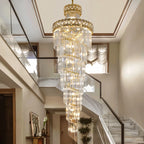 Maison Ornate modern crystal chandelier with gold accents, elegant design, ideal for villas or hotel lobbies.