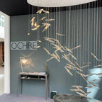 Maison Ornate Modern Crystal Hallway Chandelier, elegant design with cascading crystals and sleek metallic frame.
