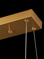 Maison Ornate Gold Crystal Chandelier with rectangular gold metal ceiling mount and LED suspension wires.