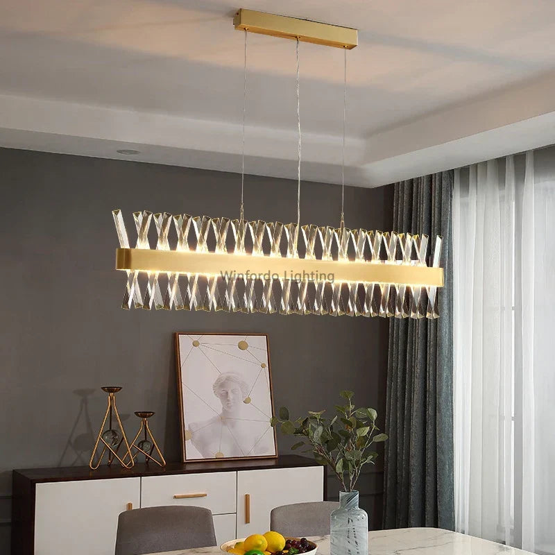 Maison Ornate Crystal Chandelier for Dining Room, indoor gold lighting fixture with elegant crystal accents.