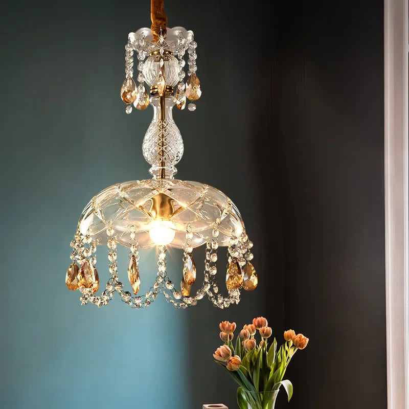 Crystal Chandelier with Suspended LED Lighting