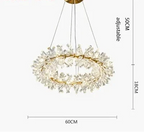 Maison Ornate crystal chandelier with gold accents, LED rings, 60x18 cm, 50 cm adjustable cord.