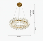 Circular modern crystal chandelier with LED rings, 60cm wide, height adjustable up to 50cm.